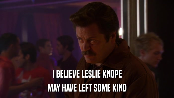 I BELIEVE LESLIE KNOPE MAY HAVE LEFT SOME KIND 