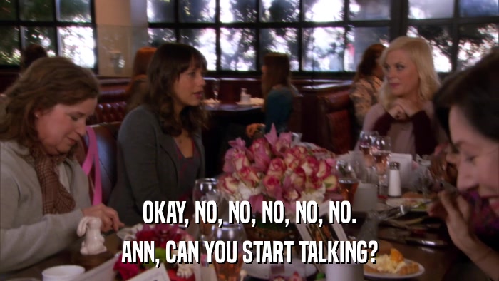OKAY, NO, NO, NO, NO, NO. ANN, CAN YOU START TALKING? 