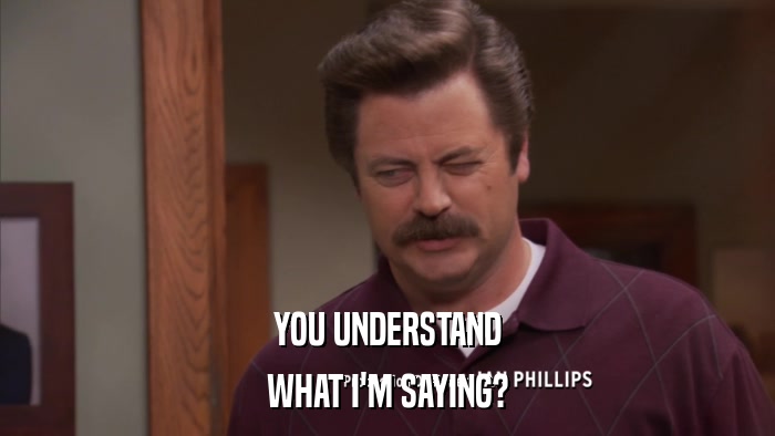 YOU UNDERSTAND WHAT I'M SAYING? 