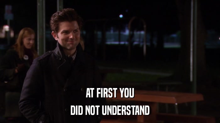 AT FIRST YOU DID NOT UNDERSTAND 