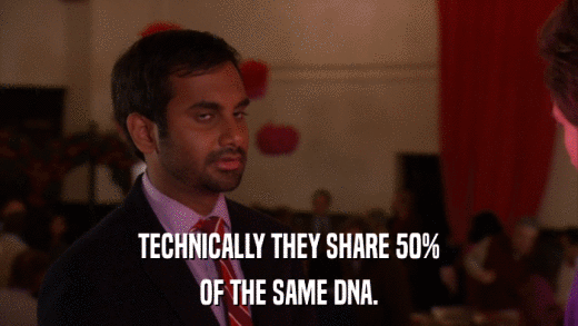 TECHNICALLY THEY SHARE 50% OF THE SAME DNA. 