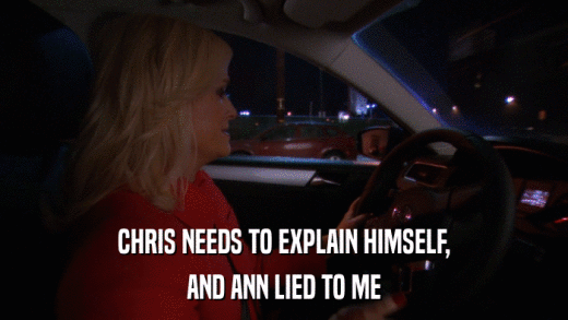 CHRIS NEEDS TO EXPLAIN HIMSELF, AND ANN LIED TO ME 