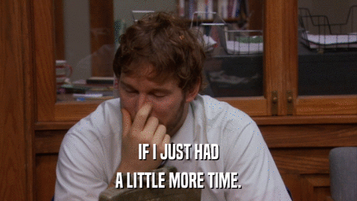IF I JUST HAD A LITTLE MORE TIME. 