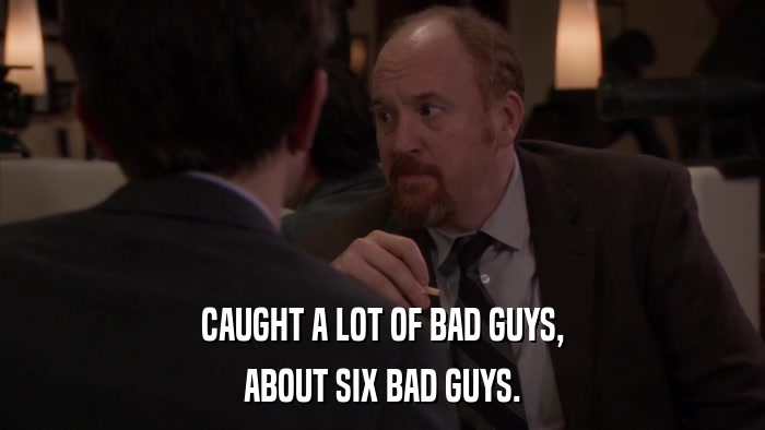 CAUGHT A LOT OF BAD GUYS, ABOUT SIX BAD GUYS. 