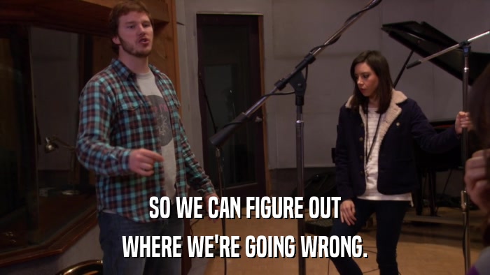 SO WE CAN FIGURE OUT WHERE WE'RE GOING WRONG. 