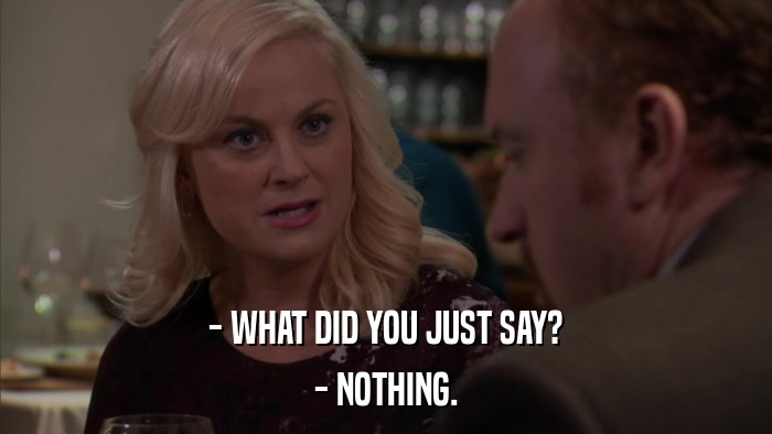 - WHAT DID YOU JUST SAY? - NOTHING. 