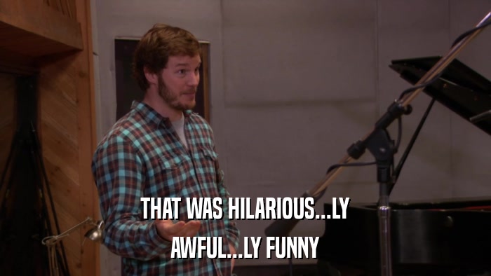 THAT WAS HILARIOUS...LY AWFUL...LY FUNNY 