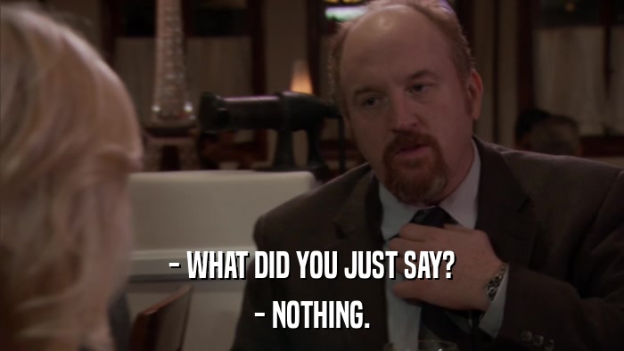 - WHAT DID YOU JUST SAY? - NOTHING. 