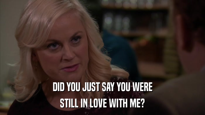 DID YOU JUST SAY YOU WERE STILL IN LOVE WITH ME? 