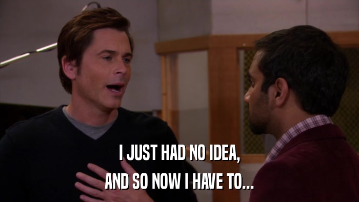 I JUST HAD NO IDEA, AND SO NOW I HAVE TO... 