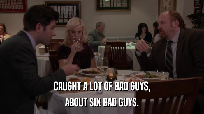CAUGHT A LOT OF BAD GUYS, ABOUT SIX BAD GUYS. 