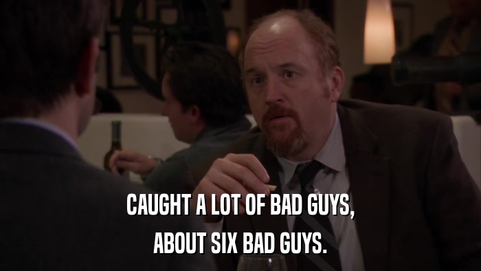 CAUGHT A LOT OF BAD GUYS, ABOUT SIX BAD GUYS. 