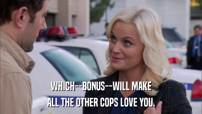 WHICH--BONUS--WILL MAKE ALL THE OTHER COPS LOVE YOU. 