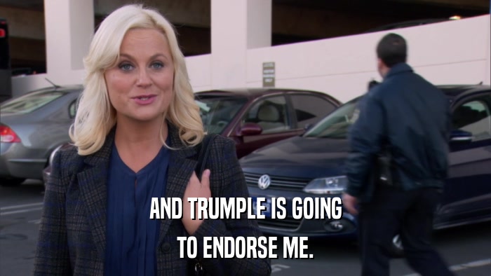 AND TRUMPLE IS GOING TO ENDORSE ME. 