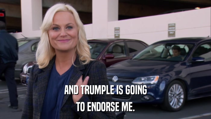 AND TRUMPLE IS GOING TO ENDORSE ME. 