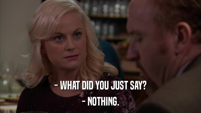 - WHAT DID YOU JUST SAY? - NOTHING. 
