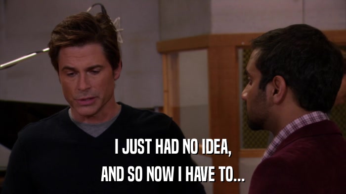 I JUST HAD NO IDEA, AND SO NOW I HAVE TO... 