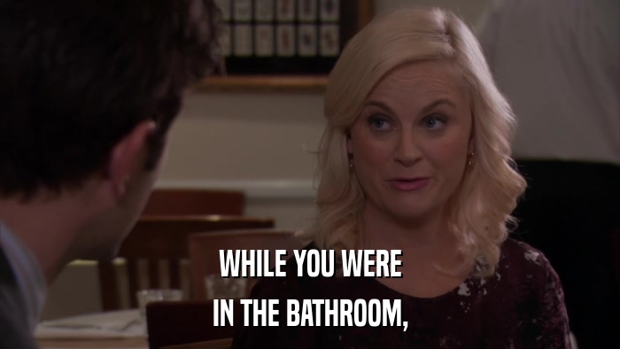 WHILE YOU WERE IN THE BATHROOM, 
