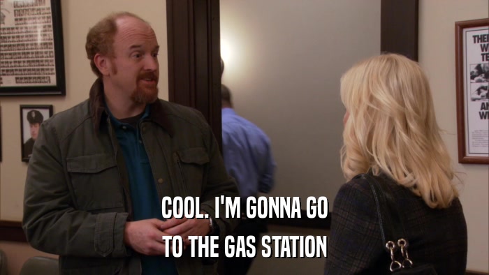 COOL. I'M GONNA GO TO THE GAS STATION 