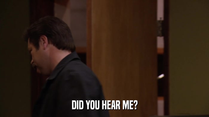 DID YOU HEAR ME?  