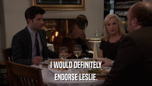 I WOULD DEFINITELY ENDORSE LESLIE. 