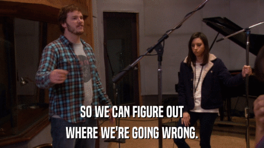 SO WE CAN FIGURE OUT WHERE WE'RE GOING WRONG. 