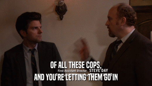 OF ALL THESE COPS, AND YOU'RE LETTING THEM GO IN 