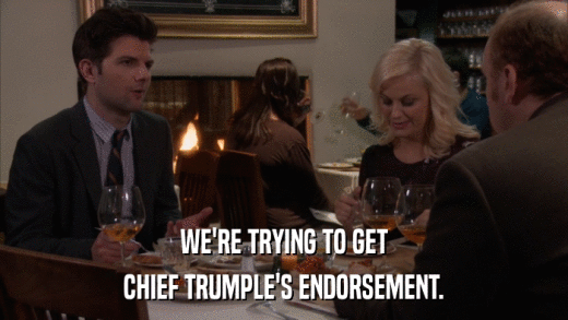 WE'RE TRYING TO GET CHIEF TRUMPLE'S ENDORSEMENT. 