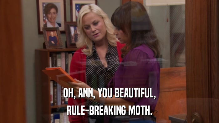 OH, ANN, YOU BEAUTIFUL, RULE-BREAKING MOTH. 