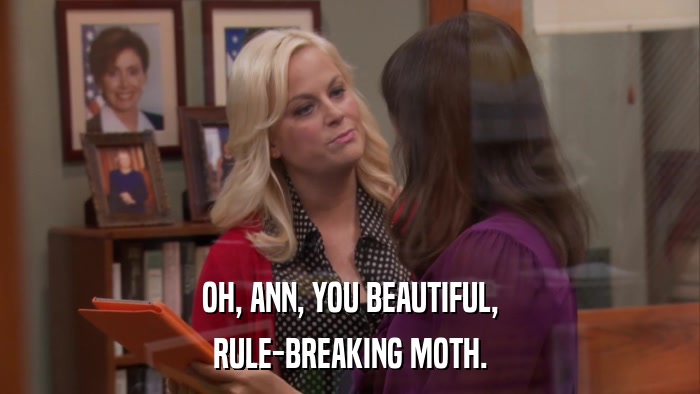 OH, ANN, YOU BEAUTIFUL, RULE-BREAKING MOTH. 