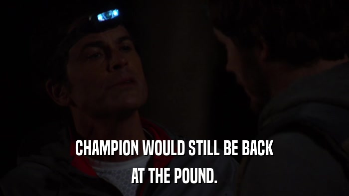 CHAMPION WOULD STILL BE BACK AT THE POUND. 
