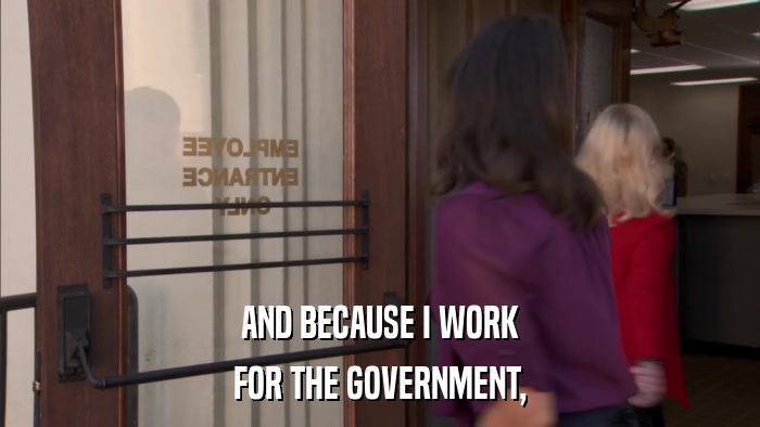 AND BECAUSE I WORK FOR THE GOVERNMENT, 