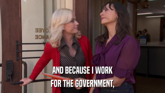 AND BECAUSE I WORK FOR THE GOVERNMENT, 
