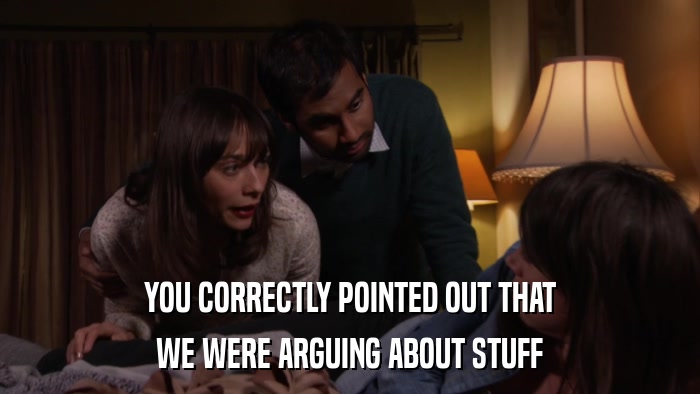 YOU CORRECTLY POINTED OUT THAT WE WERE ARGUING ABOUT STUFF 