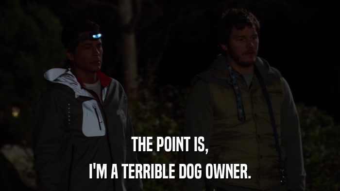 THE POINT IS, I'M A TERRIBLE DOG OWNER. 