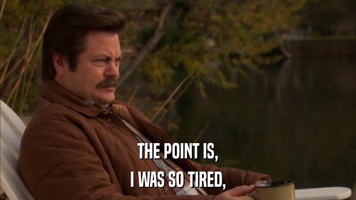 THE POINT IS, I WAS SO TIRED, 