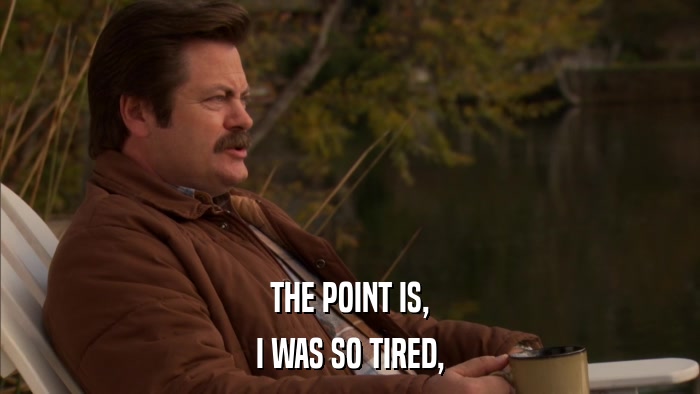 THE POINT IS, I WAS SO TIRED, 