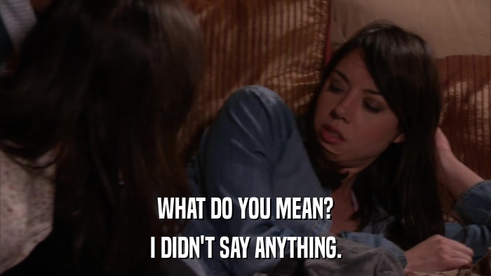 WHAT DO YOU MEAN? I DIDN'T SAY ANYTHING. 