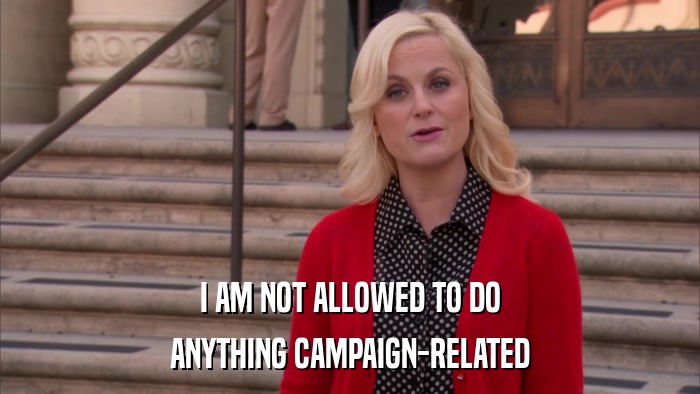 I AM NOT ALLOWED TO DO ANYTHING CAMPAIGN-RELATED 
