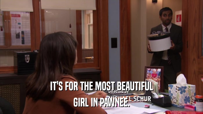 IT'S FOR THE MOST BEAUTIFUL GIRL IN PAWNEE. 