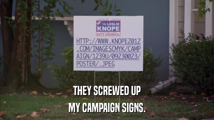 THEY SCREWED UP MY CAMPAIGN SIGNS. 