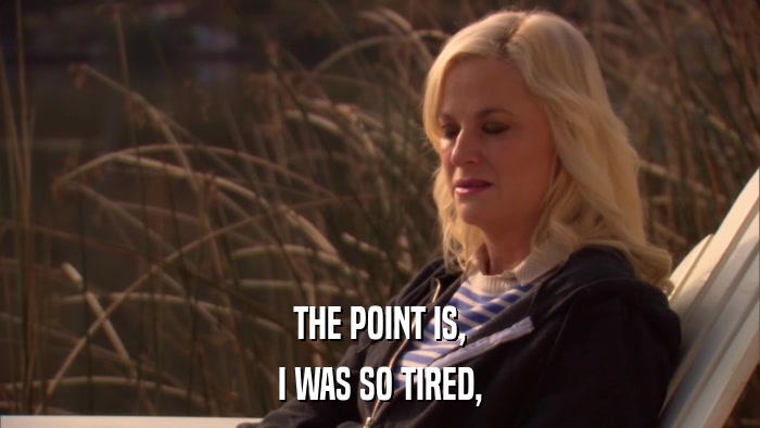 THE POINT IS, I WAS SO TIRED, 