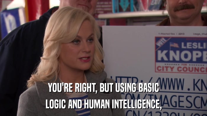YOU'RE RIGHT, BUT USING BASIC LOGIC AND HUMAN INTELLIGENCE, 