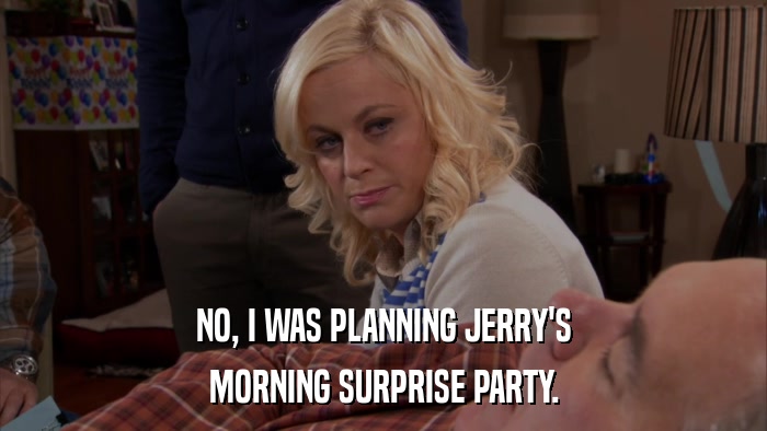 NO, I WAS PLANNING JERRY'S MORNING SURPRISE PARTY. 