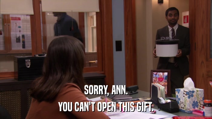 SORRY, ANN. YOU CAN'T OPEN THIS GIFT. 