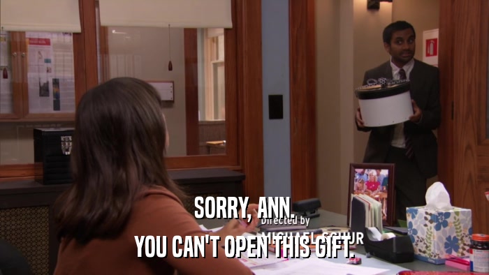 SORRY, ANN. YOU CAN'T OPEN THIS GIFT. 