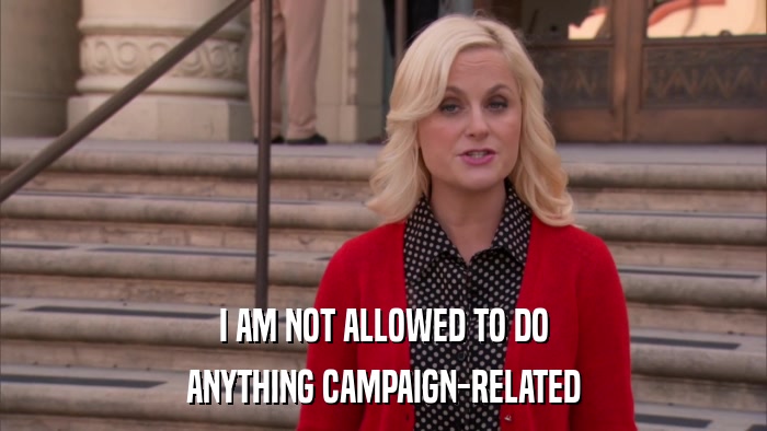 I AM NOT ALLOWED TO DO ANYTHING CAMPAIGN-RELATED 