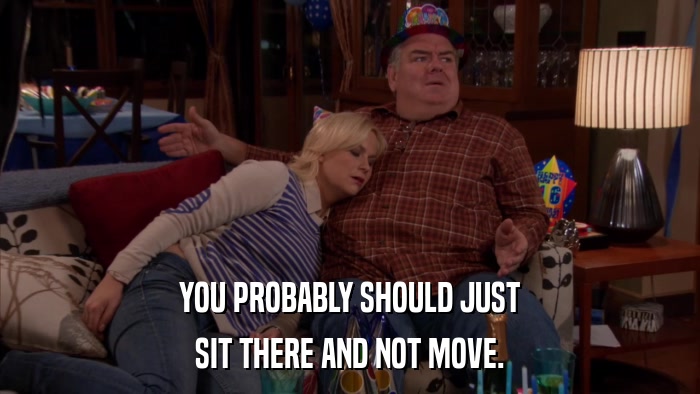 YOU PROBABLY SHOULD JUST SIT THERE AND NOT MOVE. 