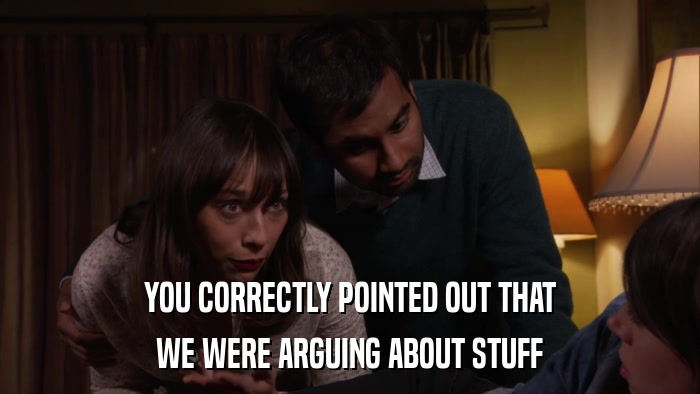 YOU CORRECTLY POINTED OUT THAT WE WERE ARGUING ABOUT STUFF 
