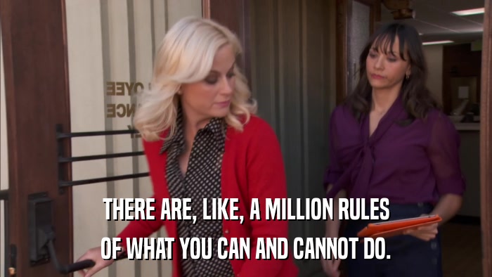 THERE ARE, LIKE, A MILLION RULES OF WHAT YOU CAN AND CANNOT DO. 